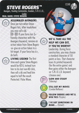 #038 Steve Rogers HeroClix Captain America and the Avengers 